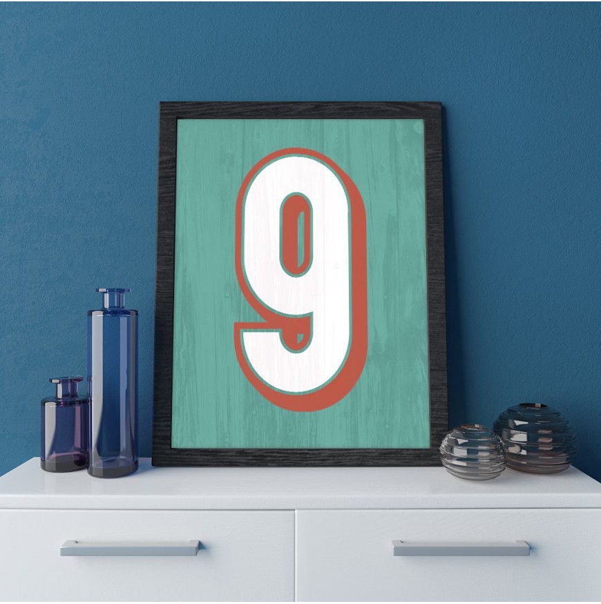 9 Sayısı - Mint Eskitme Ahşap - Poster 9 Sayısı - Mint Eskitme Ahşap - Poster
